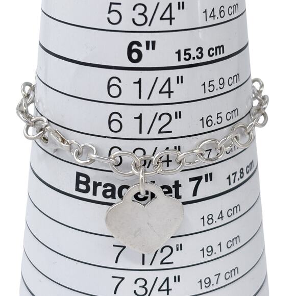 Estate Sterling Silver 925 Heart Charm Link Bracelet 7" - Picture 7 of 7